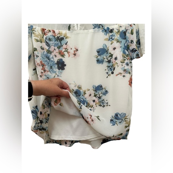 ✨ Faith and Joy Floral Sheer Blouse with Lace Collar small - Picture 11 of 14